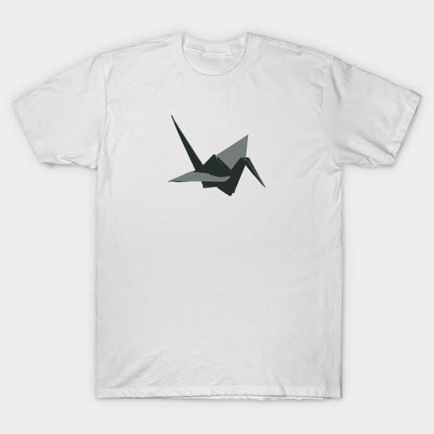 Origami Crane - Black T-Shirt by A2M